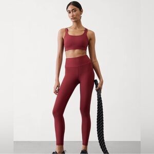 Athleta Interval Tights Red High Rise Ankle Leggings